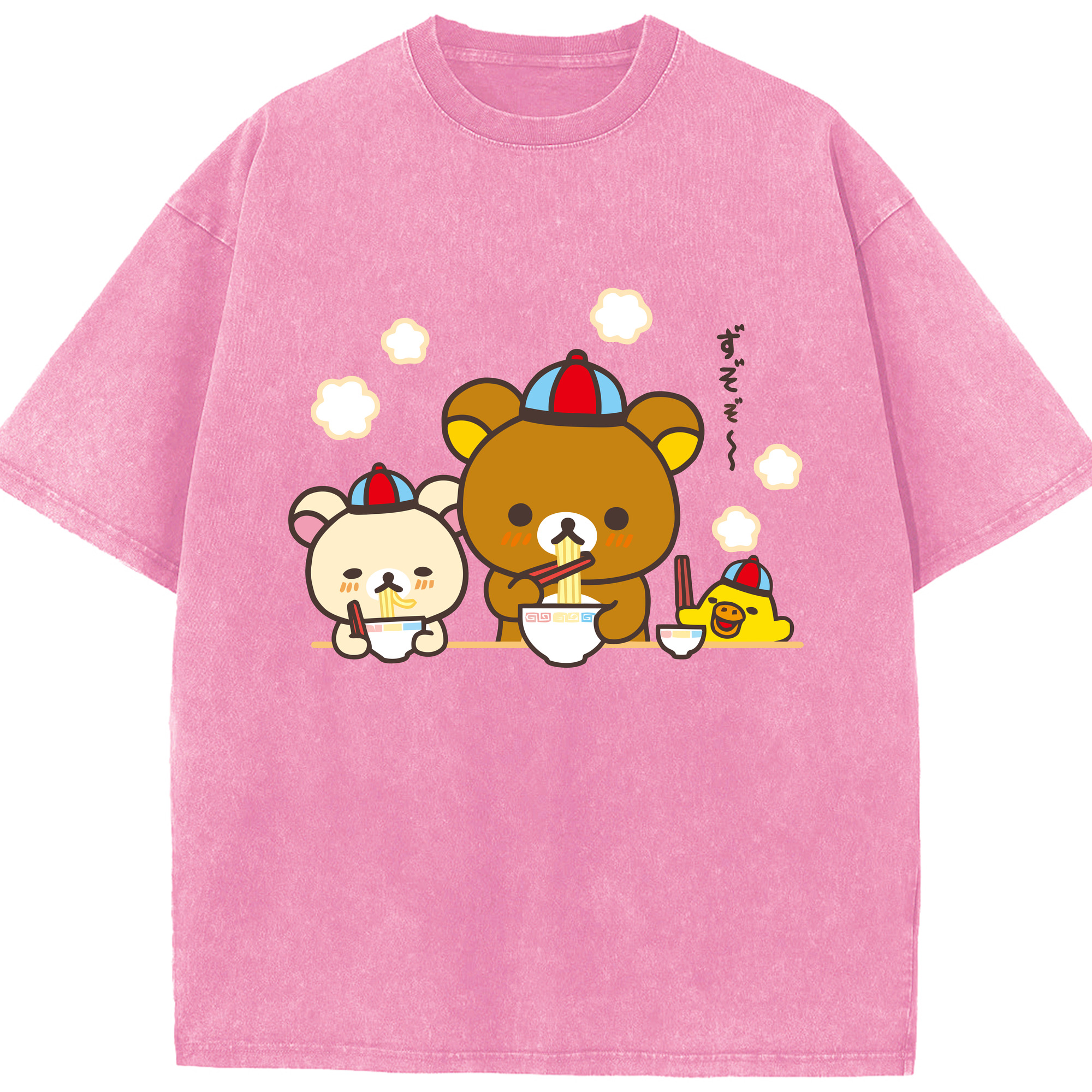 （画像用） リラックマ リラックマ キイロイトリ Rilakkuma Korilakkuma Kiiroitori 綿100% ヴィンテージ風 半袖Tシャツ（フロントプリント）